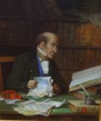 G.Fox, 19th century, 19th century oil on board, 'The Accountant' signed, 30cm x 23cm.