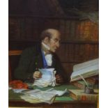 G.Fox, 19th century, 19th century oil on board, 'The Accountant' signed, 30cm x 23cm.