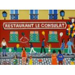 Brian Pollard, oil on board, 'Restaurant Le Consulat Paris June 91', 15cm x 19cm.