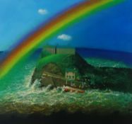 David Eustace, signed print, 'Rainbow', unframed, overall size 34cm x 35cm.