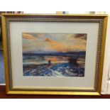 Rick Lewis A.R.A (Irish), watercolour, signed, 'Coastal Scene', 27cm x 38cm