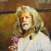 Robert Lenkiewicz (1941-2002) signed print 'Self Portrait Holding Rose-1998', limited edition