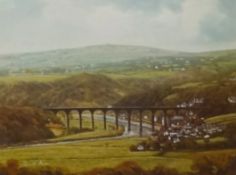 Three prints including Donald Ayres 'Calstock, Viaduct'. 26cm x 39cm