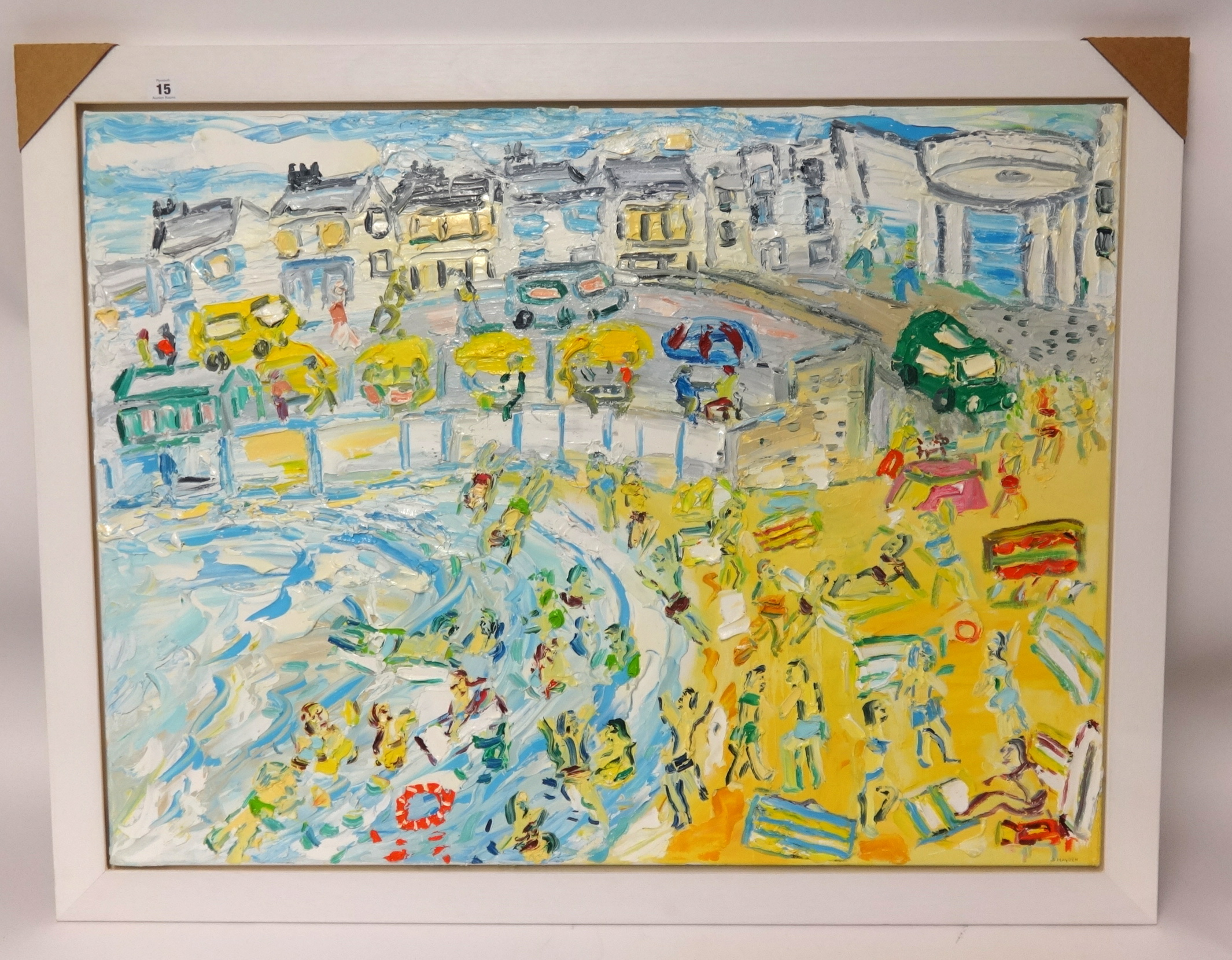 Sean Hayden, original oil on canvas, 'St Ives, Porthmeor Beach 2016', signed, approx 75cm x 100cm,