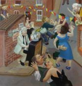 David Eustace, signed print, 'Party for Tommy' No.6/250, unframed, overall size 34cm x 35cm.