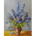 Graham Arnold, oil on board 'Flowers', 60cm x 47cm.