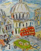 Sean Hayden, original oil on canvas, 'St Pauls Cathedral, London', unframed, signed, approx 61cm x