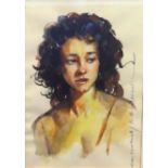 Robert Lenkiewicz (1941-2002), signed watercolour, 'Portrait of Louise Courtnell', signed and titles