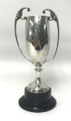 A Geo VI silver trophy, inscribed 'Mark Ostrer Trophy, Gaumont, British Golf Championship 1938',