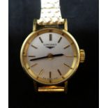 Longines, an 18ct gold ladies Swiss made 1965 wristwatch.