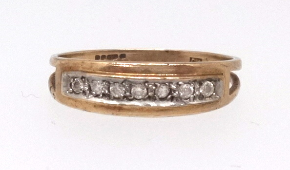 A 9ct half band diamond set eternity ring, ring size N.