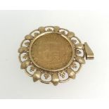 A Victorian gold sovereign 1860, set with in a gold pendant, 10.80gms.