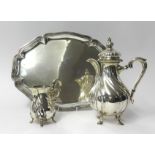 German silver, a water pot marked 835 of wrythen twist style in the manner of Gebruder Kuhn of
