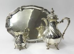 German silver, a water pot marked 835 of wrythen twist style in the manner of Gebruder Kuhn of