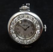 Asprey, a fine ladies platinum and diamond set wristwatch.