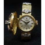 Rolex, a fine ladies vintage 18ct gold cocktail watch, the dial with hinged cover set with diamonds,