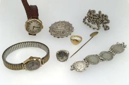 Various dress jewellery, also a ladies Buren wristwatch and another.