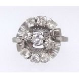 An 18ct white gold diamond ring of art deco design, ring size N.