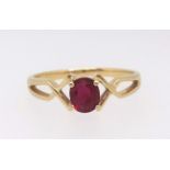An 18ct ruby single stone ring, ring size R.