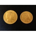 A Edward VII 1902 gold sovereign and a 1910 gold half sovereign (2).