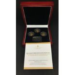 London Mint, the year of Three Kings gold crown set of three coins, from an edition of 499, cased.