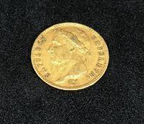 France. Napoleon I (1804-1814) gold 20 francs 1809, laureate head left.