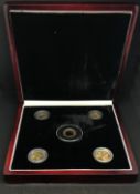 London Mint, uncirculated four gold Trafalgar commemorative coins, approx 17.5gms and a Queen