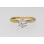 An 18ct diamond solitaire ring, approx 0.50ct, ring size M.