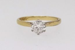 An 18ct diamond solitaire ring, approx 0.50ct, ring size M.