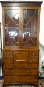 A 19th Century mahogany secretaire chest and associated bookcase with astragal glazing bars, width