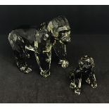 Swarovski Crystal Glass, SCS 'Endangered Wildlife, Gorillas', boxed.