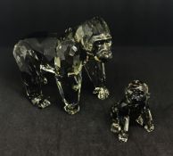 Swarovski Crystal Glass, SCS 'Endangered Wildlife, Gorillas', boxed.