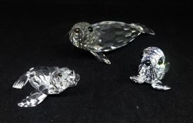Swarovski Crystal Glass, Mini Seal 012530, Large Seal 012261 and Small Seal 221120 (3)