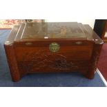 Mid 20th century carved wood oriental blanket chest.