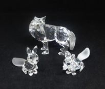 Swarovski Crystal Glass, WOLF with the two foxes. Issued 1996 - Edoth Mair, ref 207 549/7550 000