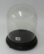 A glass dome and base, height 22cm.