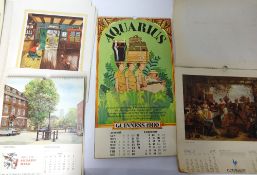 Guinness, 1980 and 1974 star signs calendars, a 1978 calendar by Giles, also Whitbread and Courage