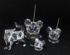 Swarovski Crystal Glass, Mother Cat 861914 22, Medium Mouse 3010025, Replica Mouse 183272 and