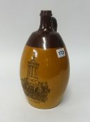 A Doulton Lambeth whisky flask decorated with Burns Monument, height 30cm.