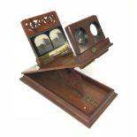 A Victorian mahogany Graphoscope viewer with plaque 'Rowsells, Picolo, Graphoscope', length 35cm,