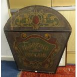 An antique wood sign inscribed 'Electric Disc Game', hand painted, height 102cm, width 101cm.