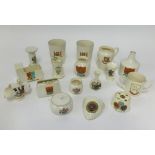 Thirty nine pieces of Crested chinaware including W.H.Goss Sudan chair also Foley chinaware's etc.