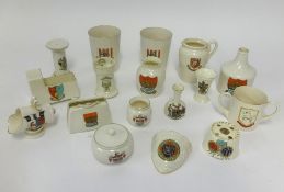 Thirty nine pieces of Crested chinaware including W.H.Goss Sudan chair also Foley chinaware's etc.