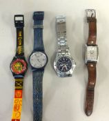 A collection of general wristwatches including Swatch, Sekonda chronograph and Seiko Kinetic