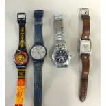 A collection of general wristwatches including Swatch, Sekonda chronograph and Seiko Kinetic