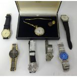 An early Seiko Navigator Timer and a collection of various general wristwatches.
