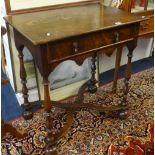 An old reproduction of a 17th Century side table with baluster turned legs and cross stretchers,