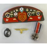 Various German badges including seven mixed Nazi medals, second class iron cross, German tokens,