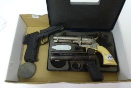 Replica American pistol together, a Webley - Junior 177 airgun and a German 4.5mm by Carl