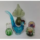 A collection of various glass paperweights approx 20, also other Murano and other glassware.